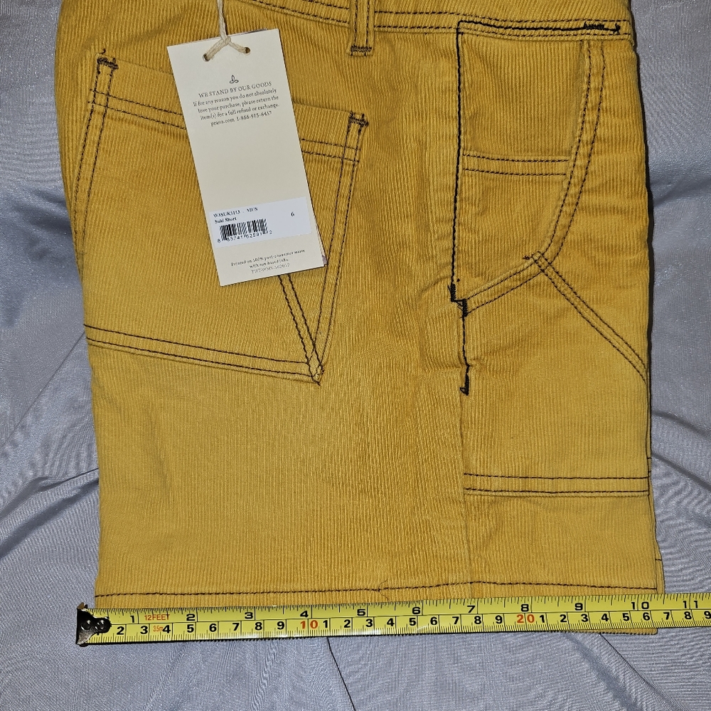 prAna Suki Corduroy Mustard Gold Shorts Low Rise Bottoms Fall Women's Sz 6 NWT - Picture 5 of 13